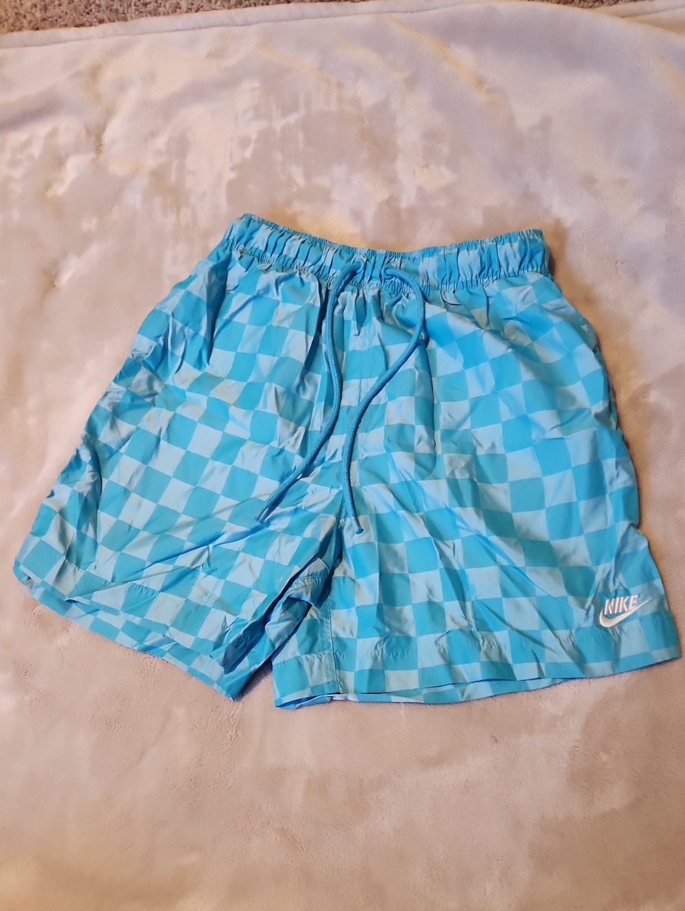 Nike Men’s Sky Blue Checkerboard Athletic Shorts
